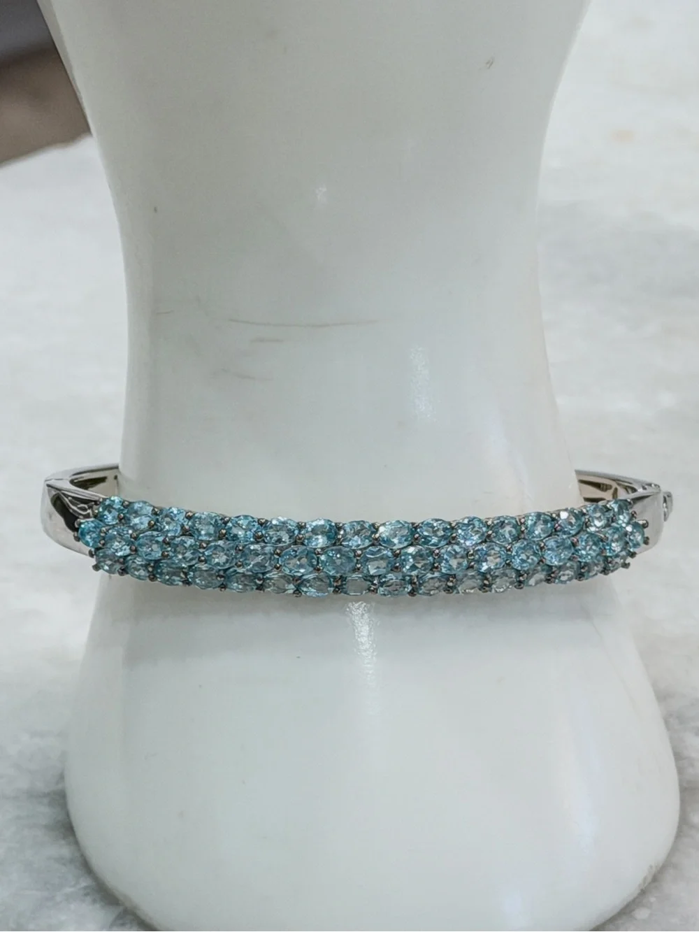 Betroka Blue Apatite Sterling Silver 7.25” Bangle Bracelet